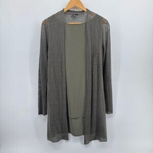 Eileen Fisher Silk Hemp Tunic Cardigan Set Small Olive Green Gauze Lagenlook